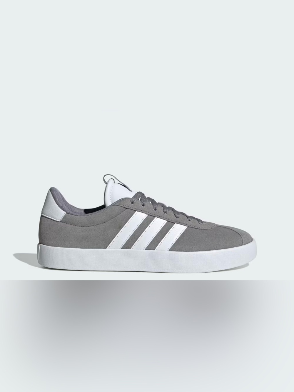 adidas Men's Gray Suede Sneakers with White Three Stripes